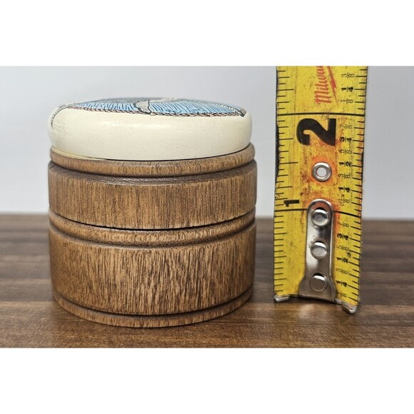 Wooden Circular Trinket Stash Pill Box 2x2" Humpback Whale Nautical - Picture 9 of 11